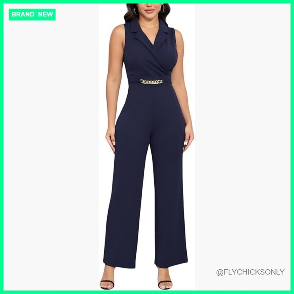 Sleeveless Deep V-Neck Wrap-Around Jumpsuit for Party Club Cocktail Wear